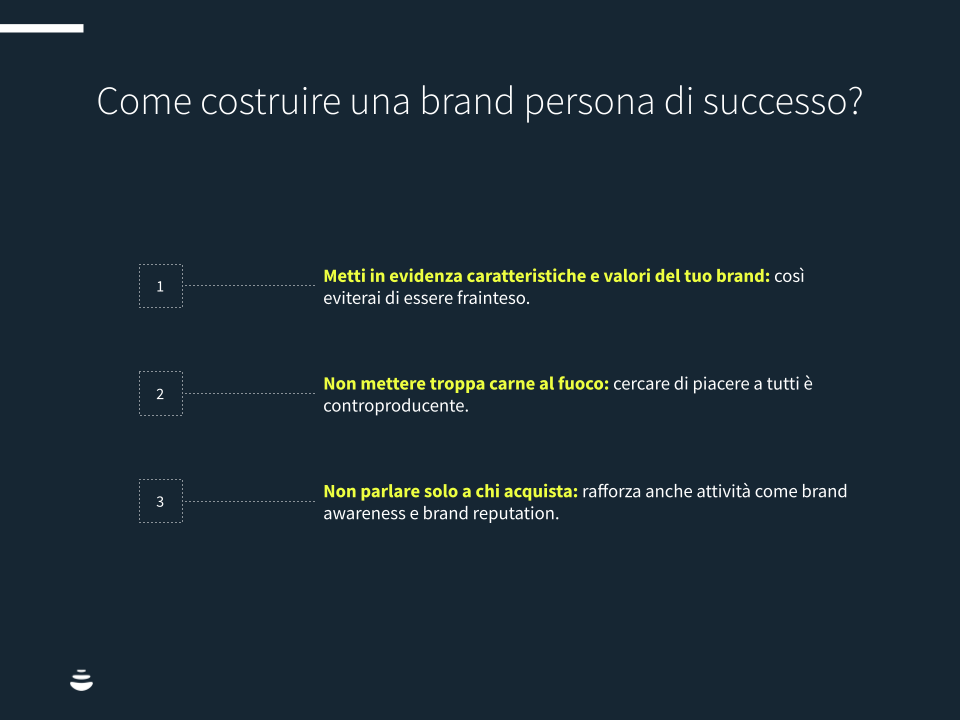 tabella come costruire una brand persona di successo